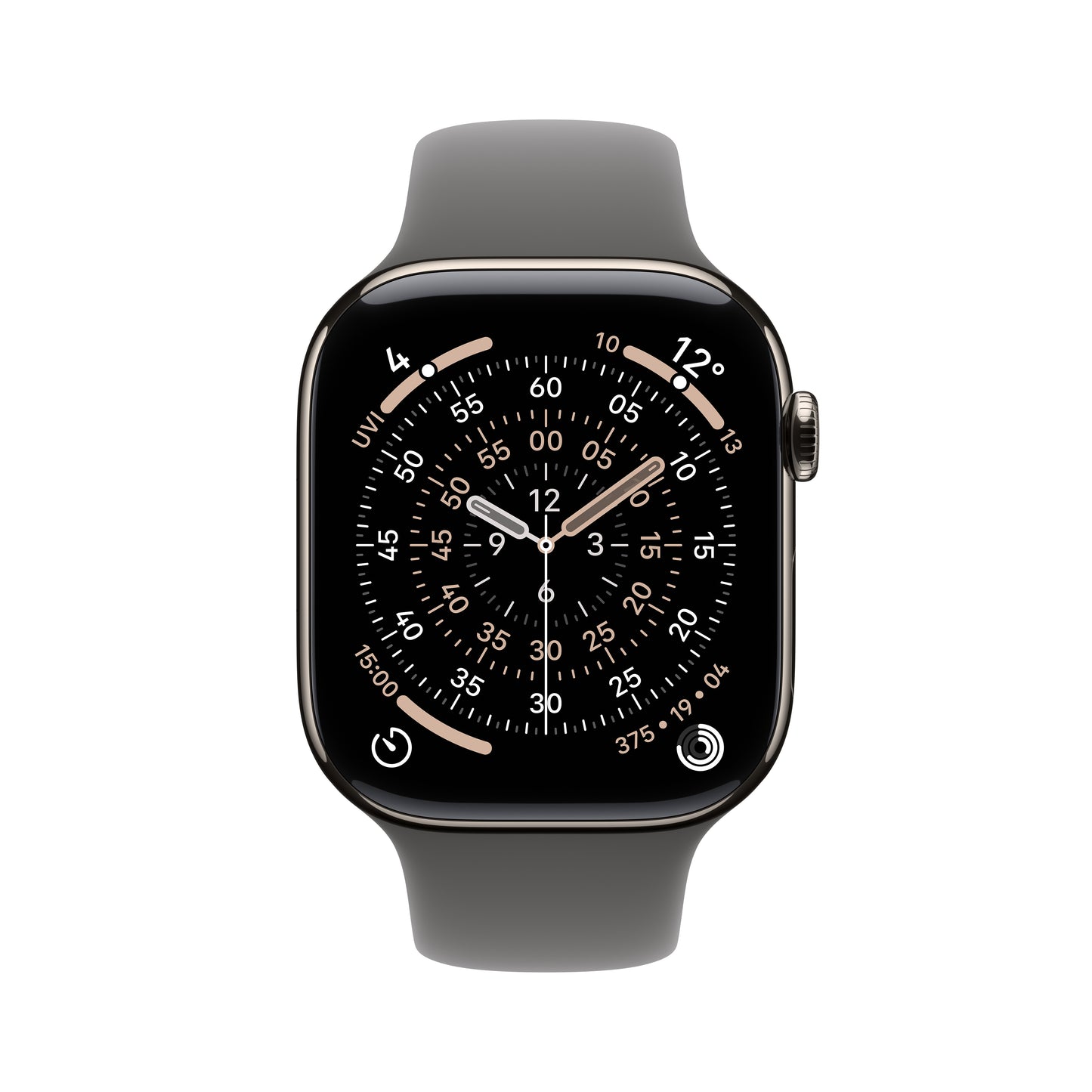 Apple Watch Series 11 GPS + Cellular 42mm Natural Titanium Case with Stone Grey Sport Band - M/L
