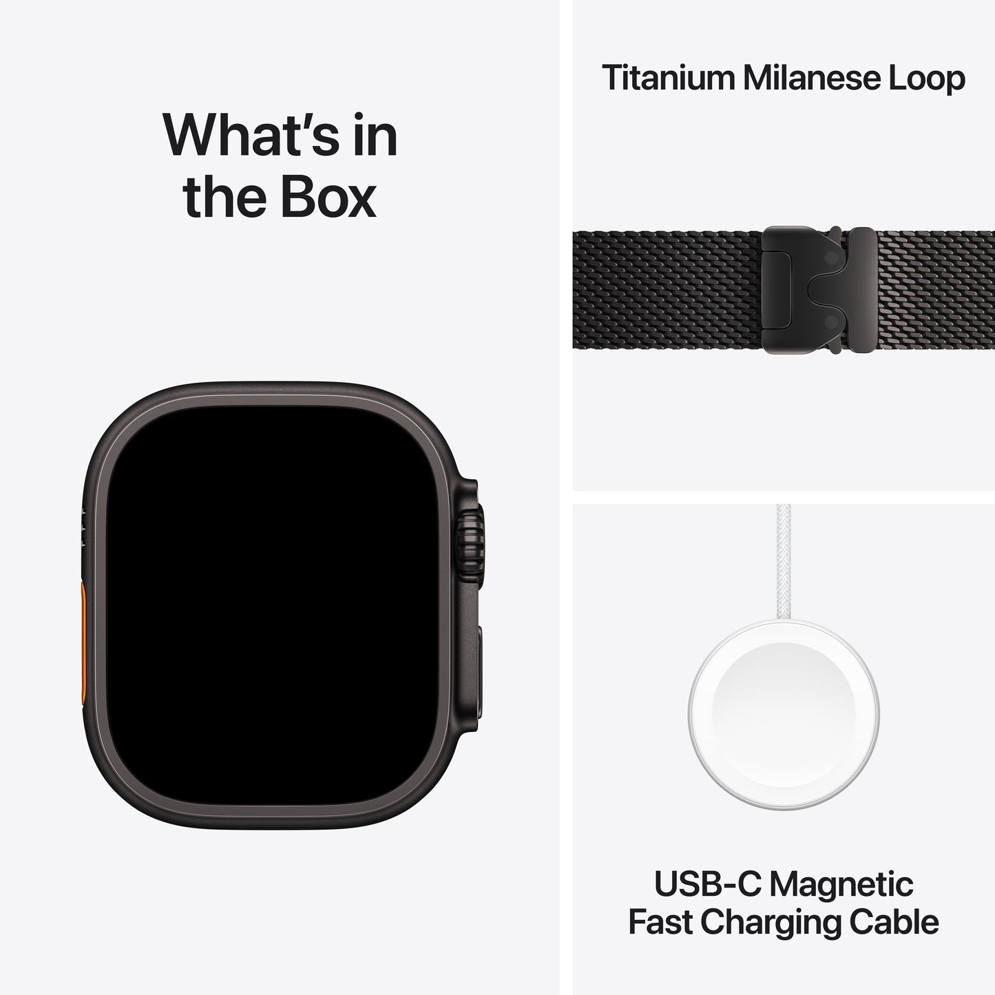 Apple Watch Ultra 3 GPS + Cellular 49mm Black Titanium Case with Black Titanium Milanese Loop - Small