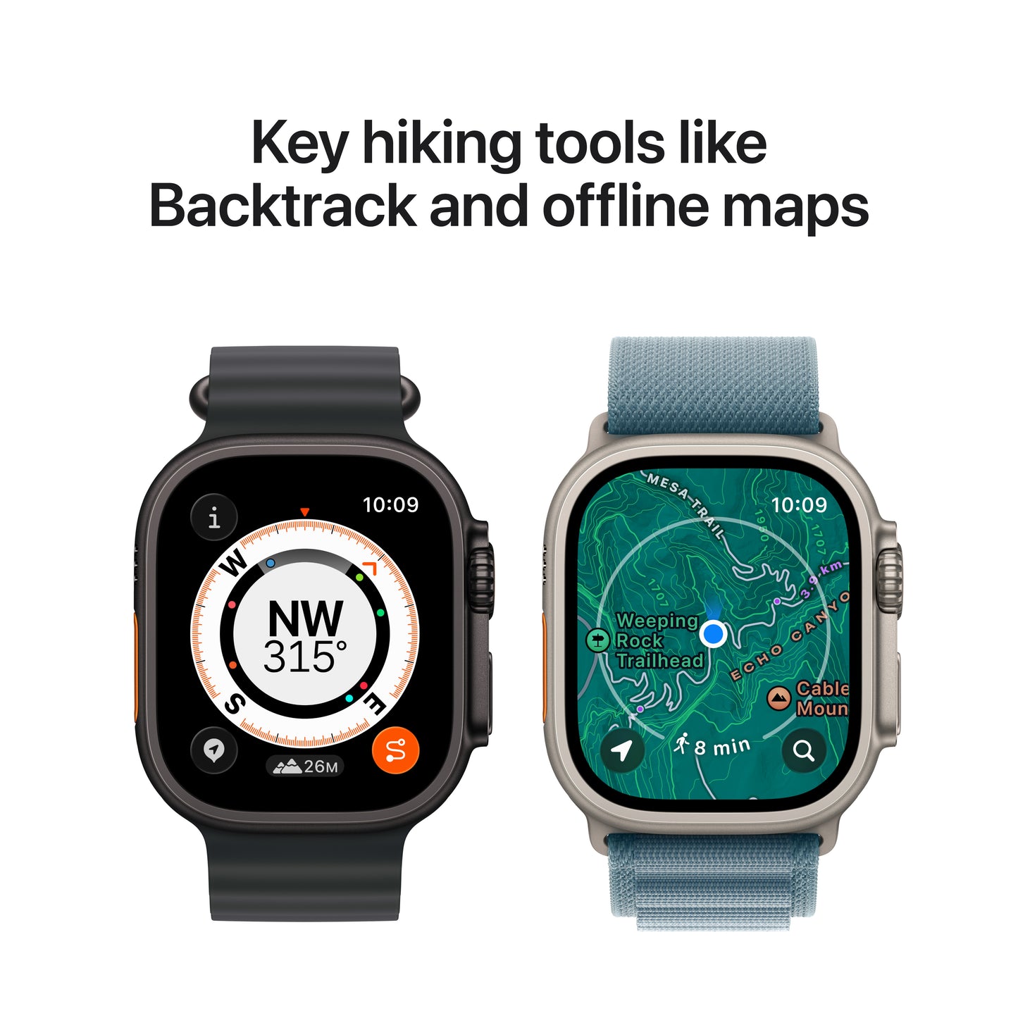 Apple Watch Ultra 3 GPS + Cellular 49mm Black Titanium Case with Black/Charcoal Trail Loop - S/M