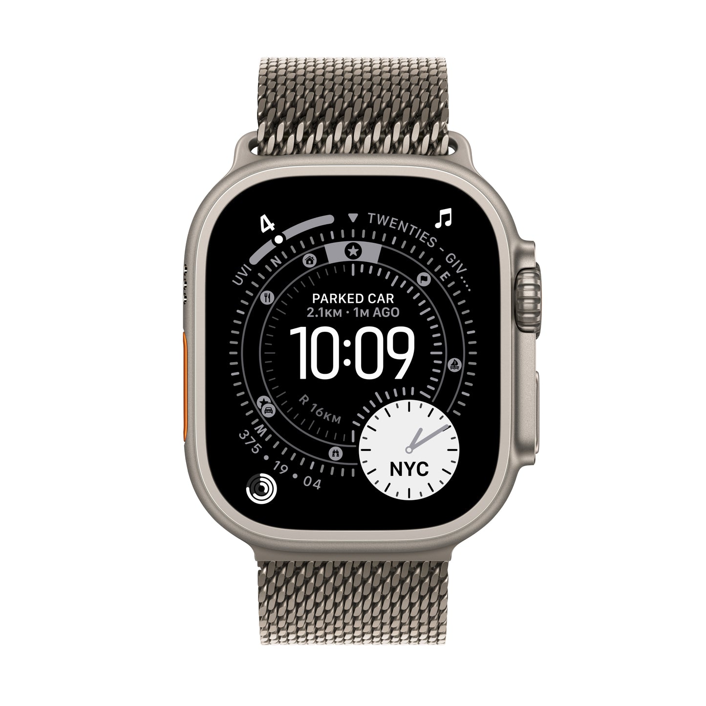 Apple Watch Ultra 3 GPS + Cellular 49mm Natural Titanium Case with Natural Titanium Milanese Loop - Small