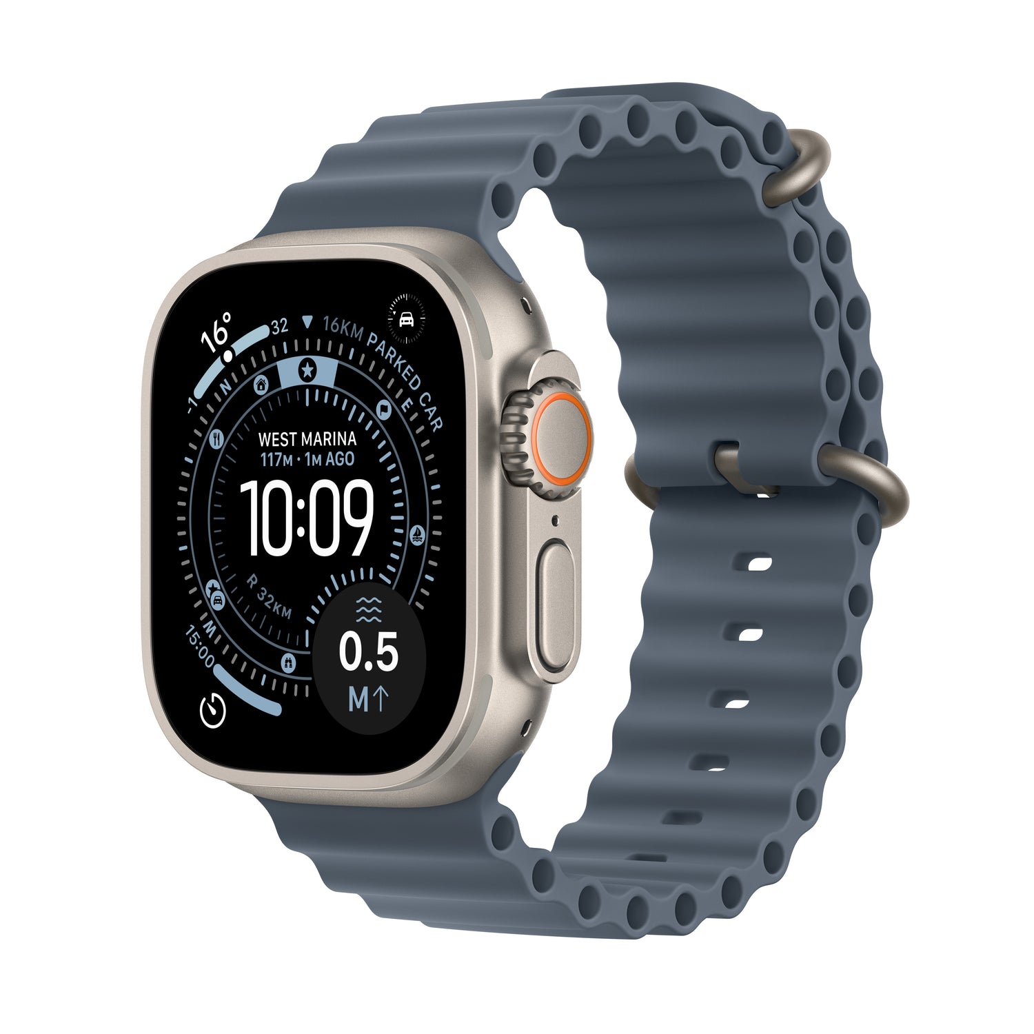 Apple Watch Ultra 3 GPS + Cellular 49mm Natural Titanium Case with Anchor Blue Ocean Band