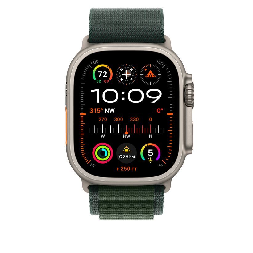 49mm Dark Green Alpine Loop Large Natural Titanium Finish