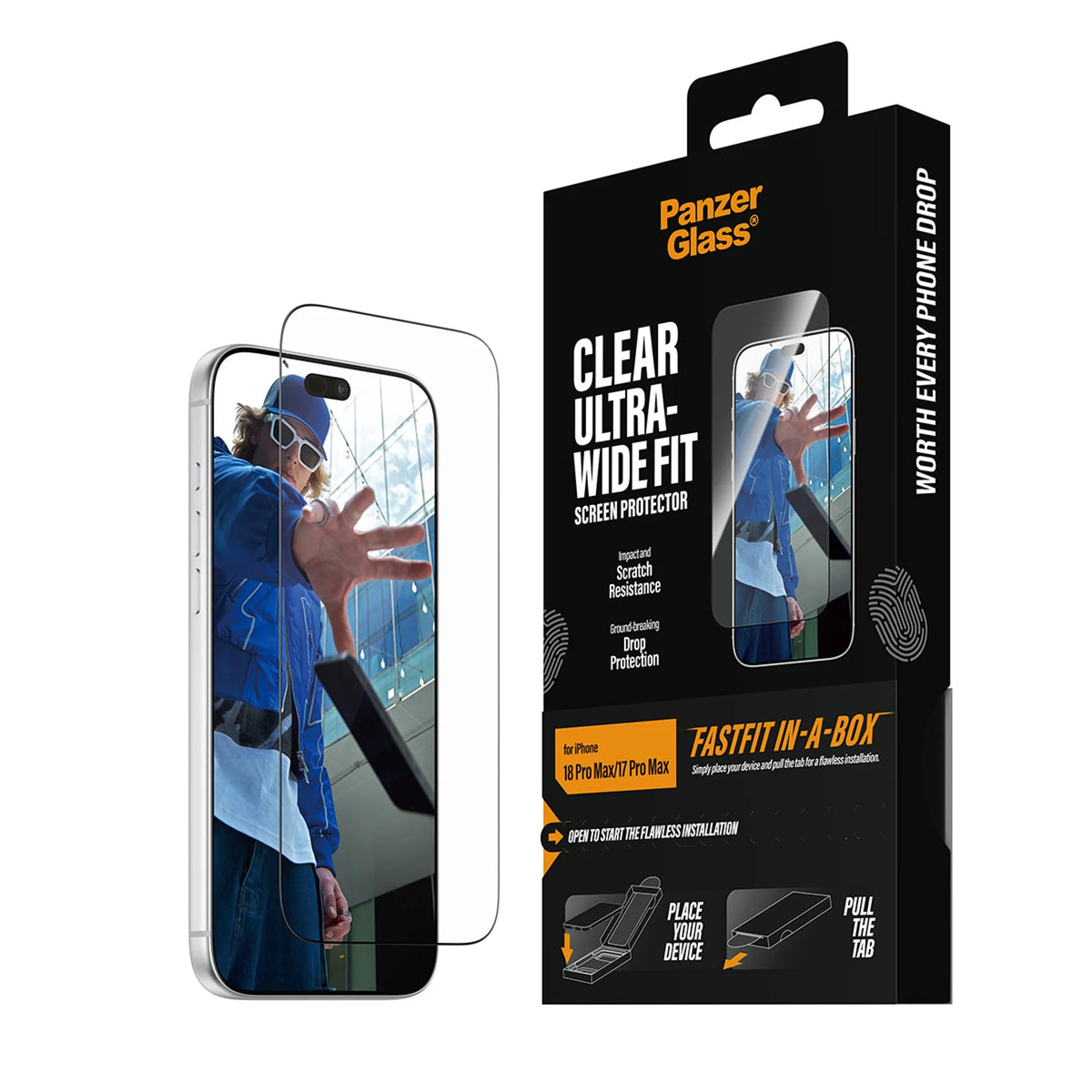 PanzerGlass Screen Protector Apple iPhone 17 | 18 Pro Max Ultra-Wide Fast Fit In A Box