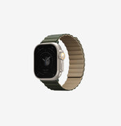 Uniq Revix Magnetic Silicone Band for Apple Watch 49mm - Moss Green/Tan