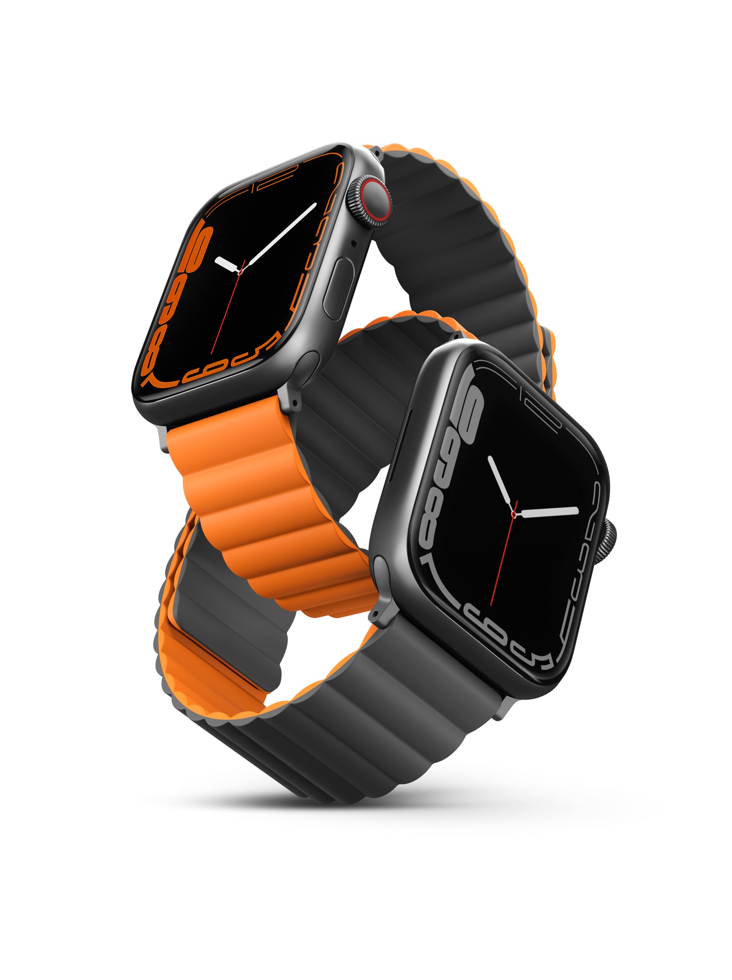 Uniq Revix Magnetic Silicone Band for Apple Watch 45/44/42mm - Gray/Orange