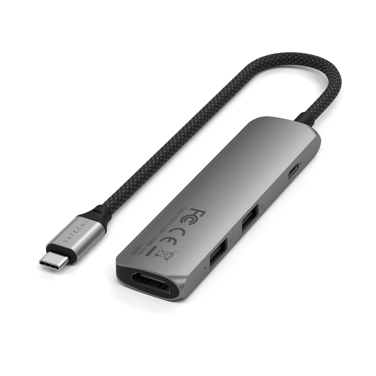 Satechi 4-in-1 USB-C Slim Multiport Adapter 4K - Space Grey