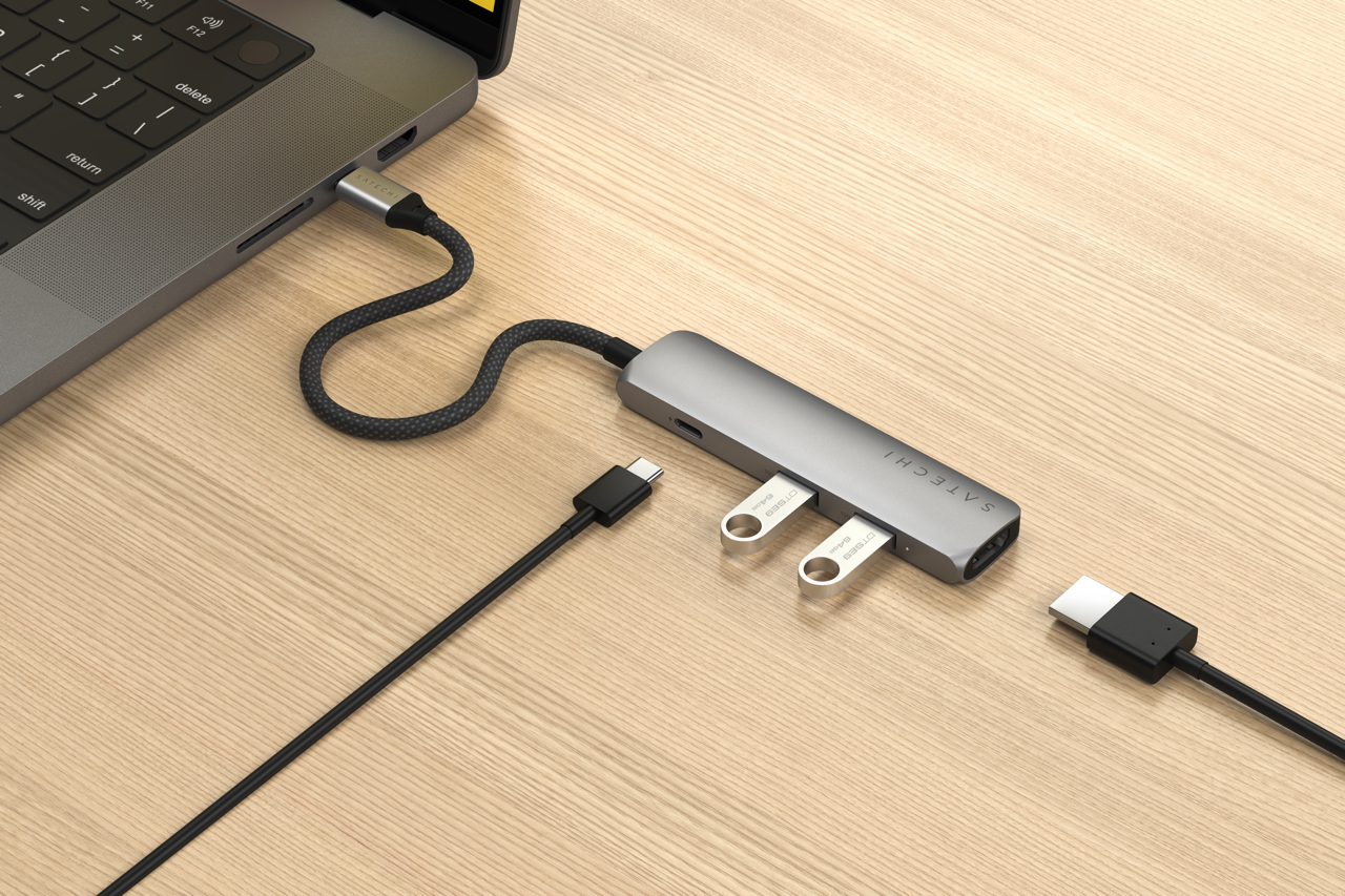 Satechi 4-in-1 USB-C Slim Multiport Adapter 4K - Space Grey