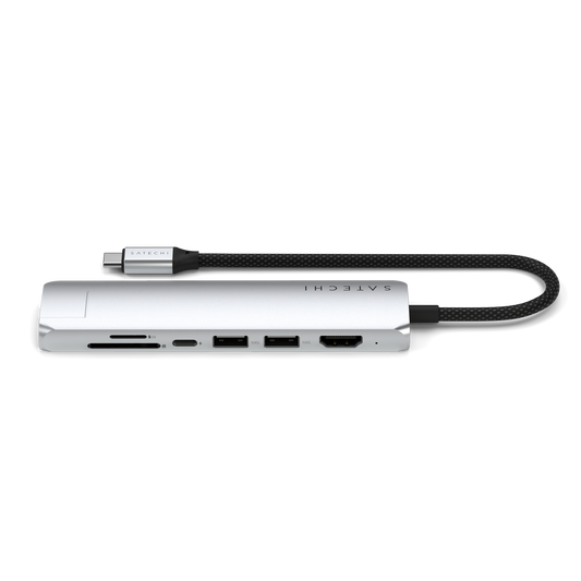 Satechi 7-in-1 USB-C Slim Multiport Adapter with Ethernet - Silver