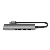 Satechi 7-in-1 USB-C Slim Multiport Adapter with Ethernet - Space Grey
