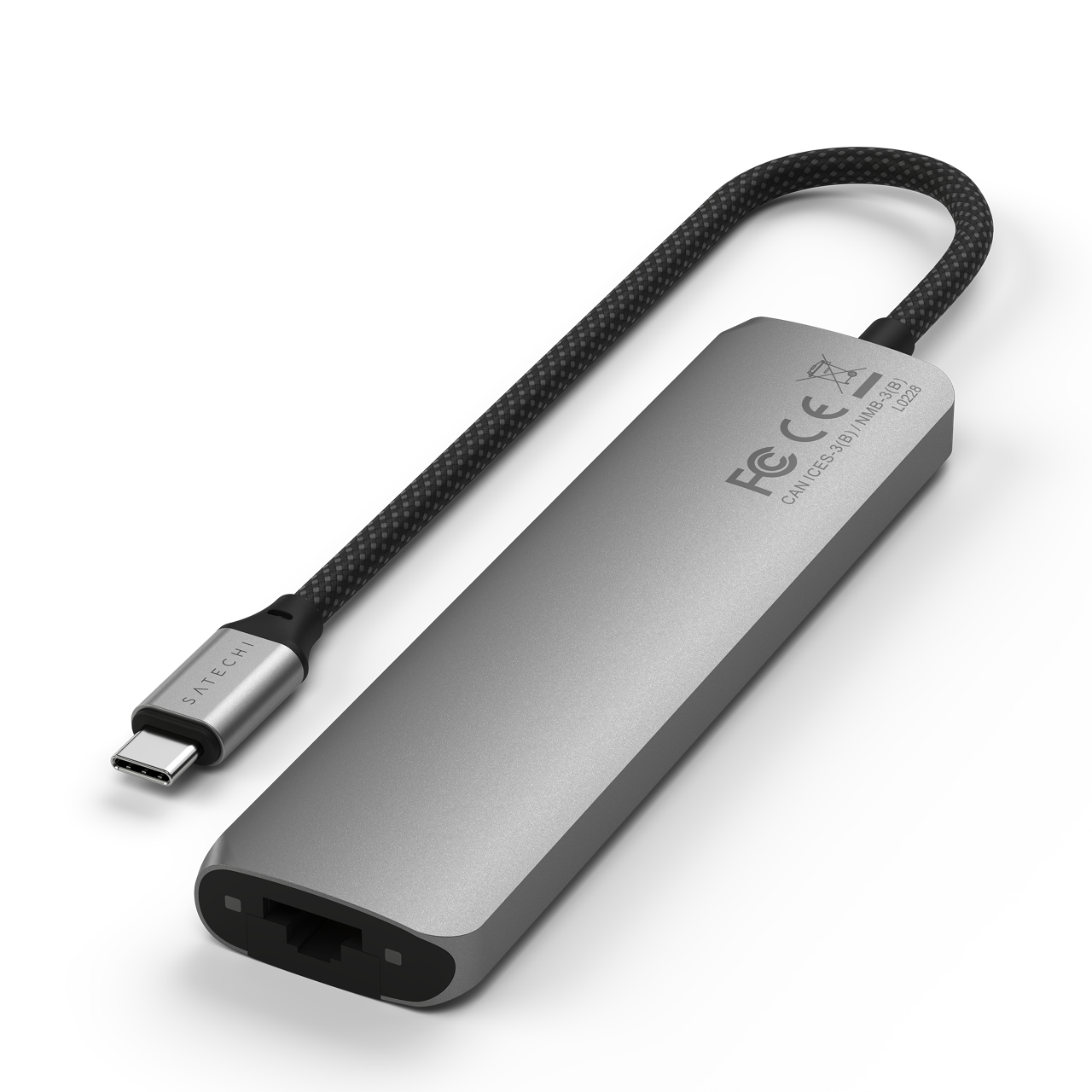 Satechi 7-in-1 USB-C Slim Multiport Adapter with Ethernet - Space Grey