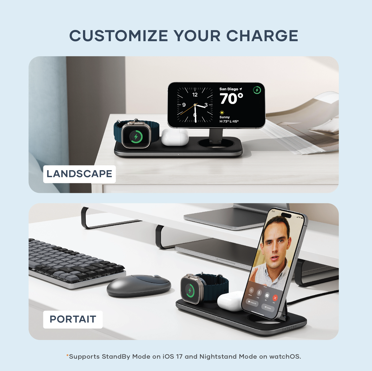 Satechi Qi2 Trio Wireless Charging Pad - with EU, UK & US plugs