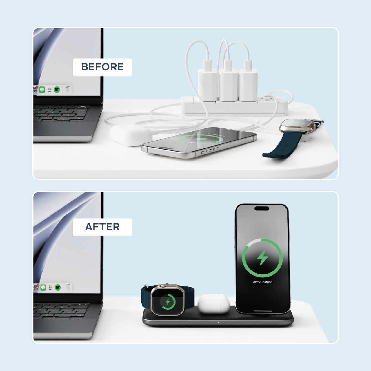 Satechi Qi2 Trio Wireless Charging Pad - with EU, UK & US plugs