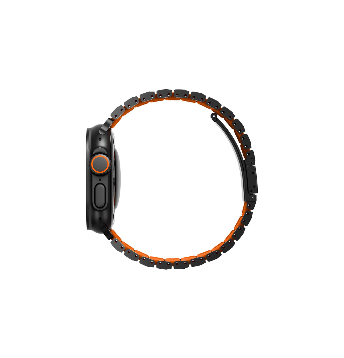 Uniq Strova Flex Adjustable Steel Link Band 49/46/45/44mm - Midnight Black / Volt Orange
