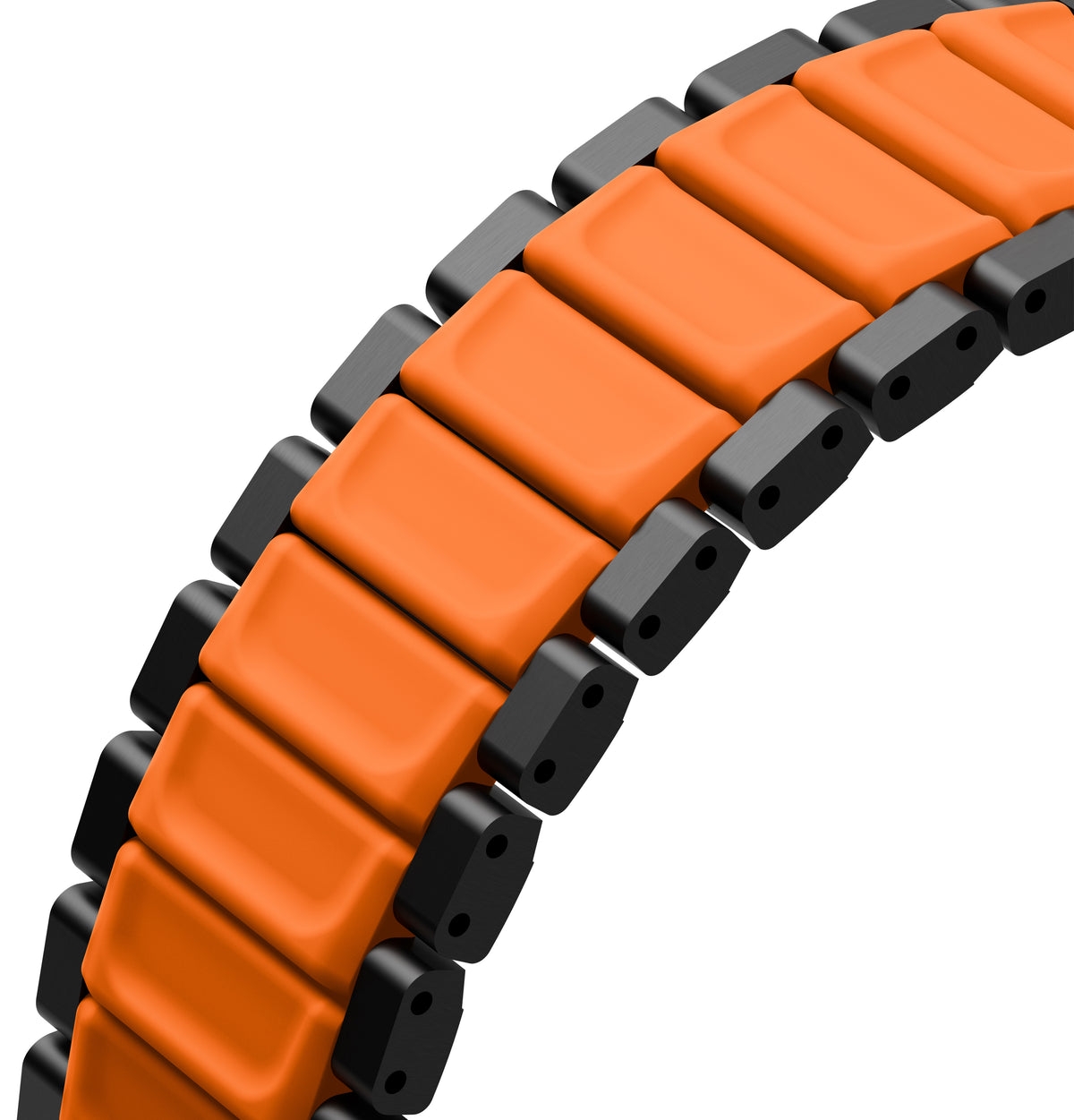 Uniq Strova Flex Adjustable Steel Link Band 49/46/45/44mm - Midnight Black / Volt Orange
