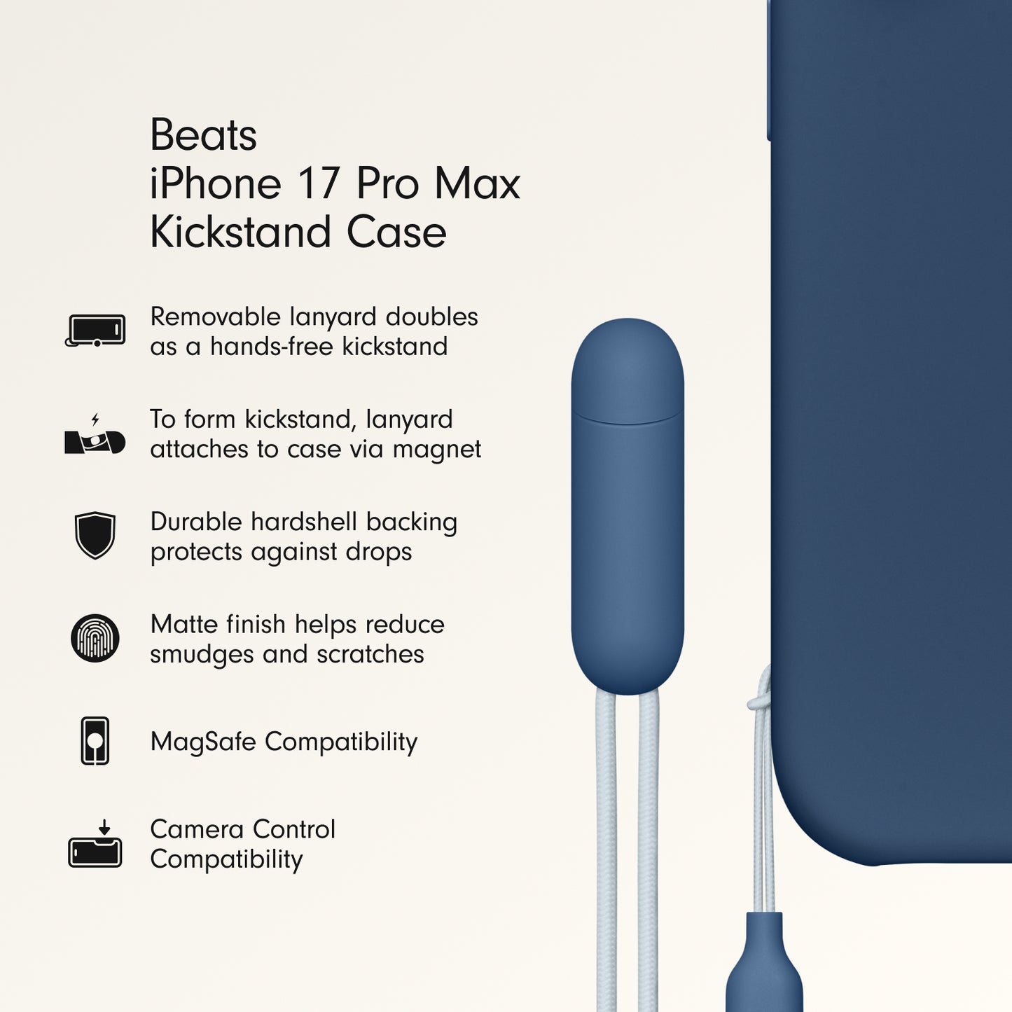 Beats iPhone 17 Pro Max Kickstand Case with MagSafe and Camera Control - Bedrock Blue