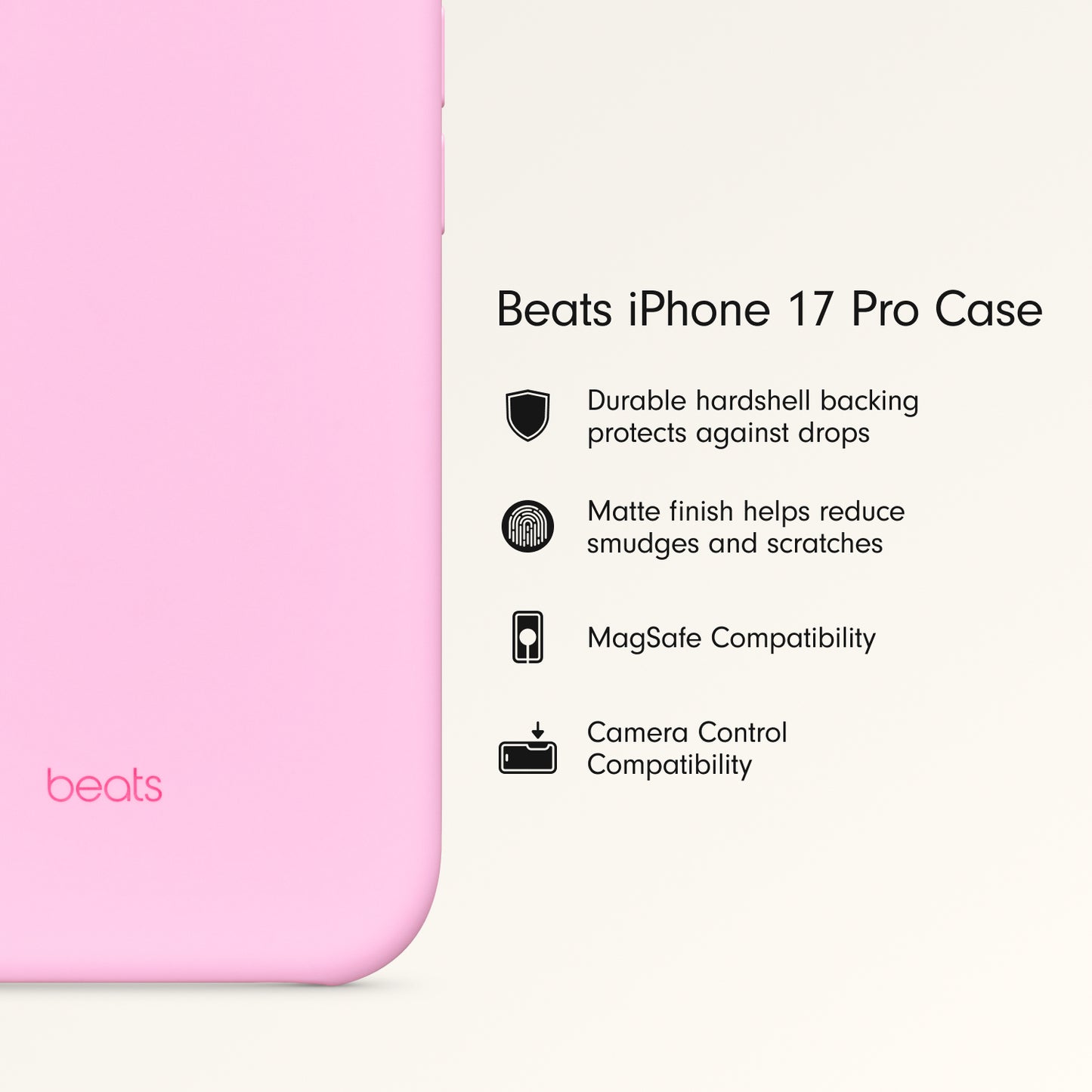 Beats iPhone 17 Pro Case with MagSafe and Camera Control — Pebble Pink