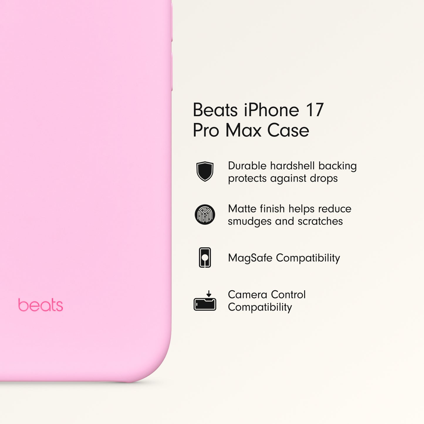 Beats iPhone 17 Pro Max Case with MagSafe and Camera Control — Pebble Pink