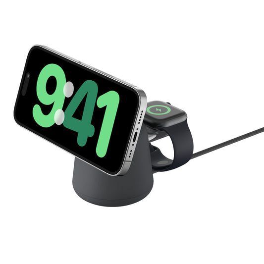 Belkin BoostCharge Pro 2-in-1 Wireless Charging Dock with MagSafe 15W - Charcoal