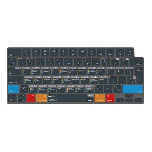 JCPal Verskin Illustrator Shortcuts Keyboard Cover (Transparent Black)