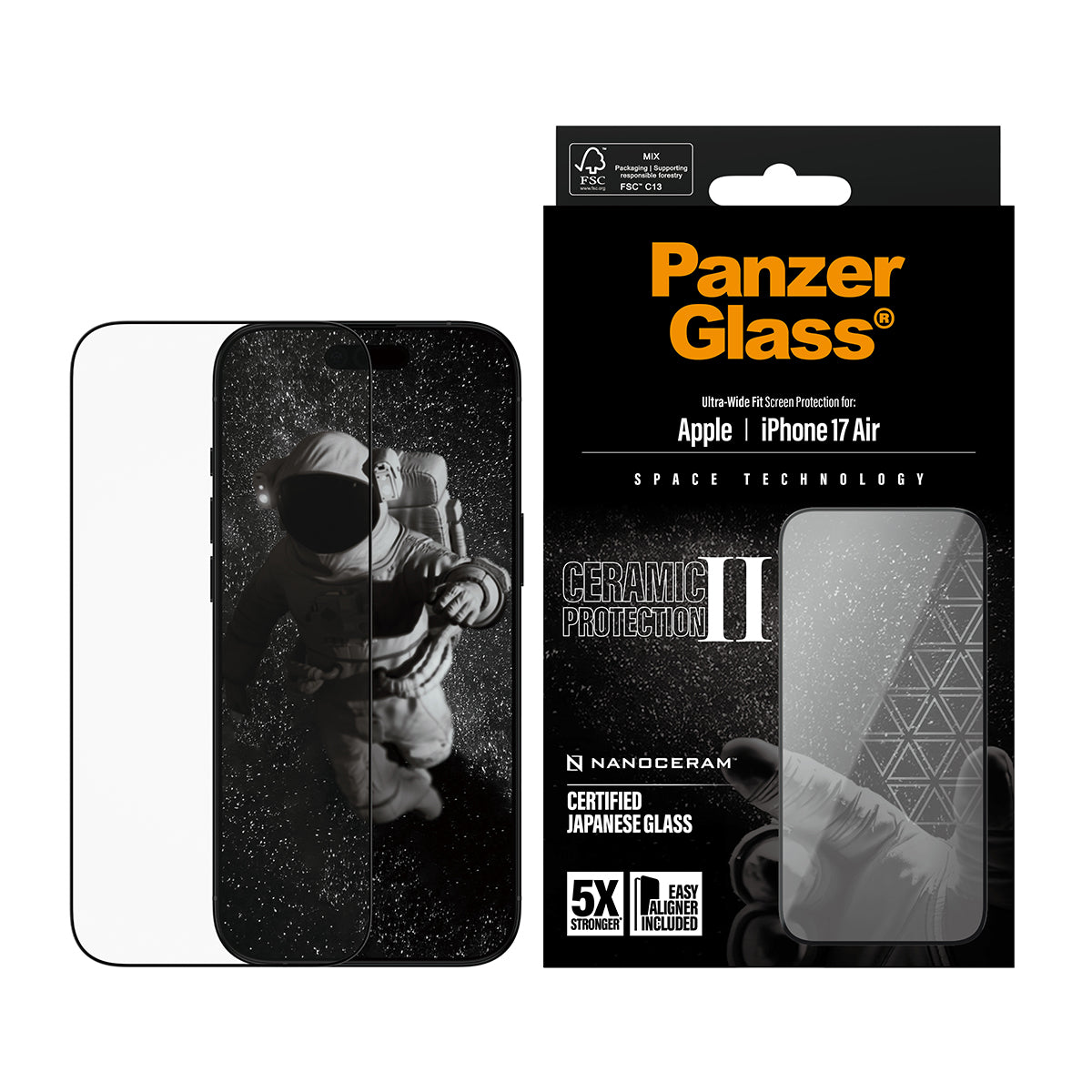PanzerGlass Ceramic Screen Protector iPhone Air | Ultra- Wide Fit w. EasyAligner