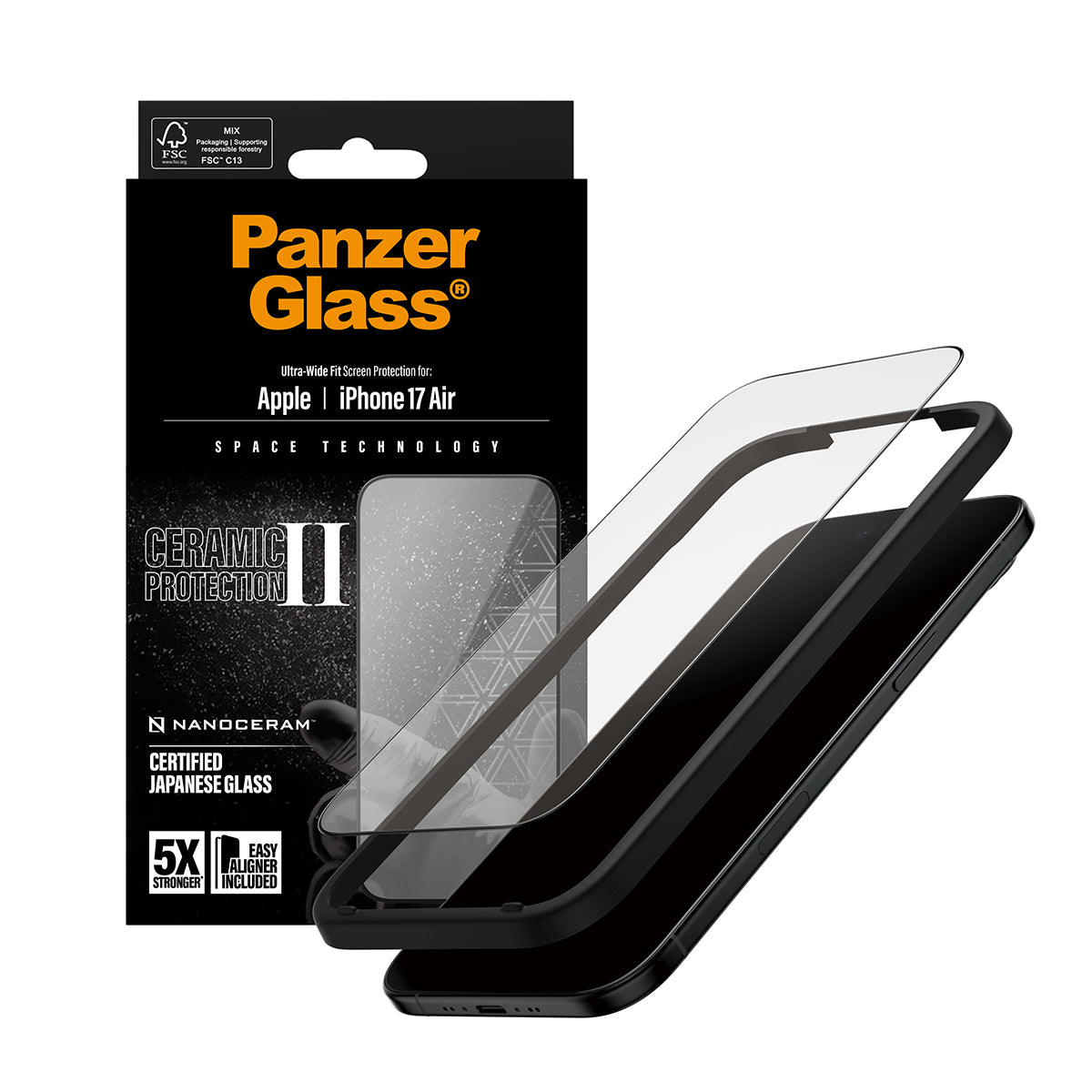 PanzerGlass Ceramic Screen Protector iPhone Air | Ultra- Wide Fit w. EasyAligner