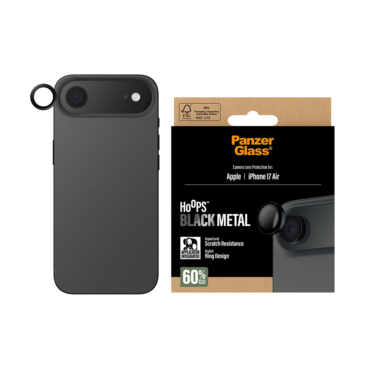 PanzerGlass Hoops Black Camera Lens Protector iPhone Air