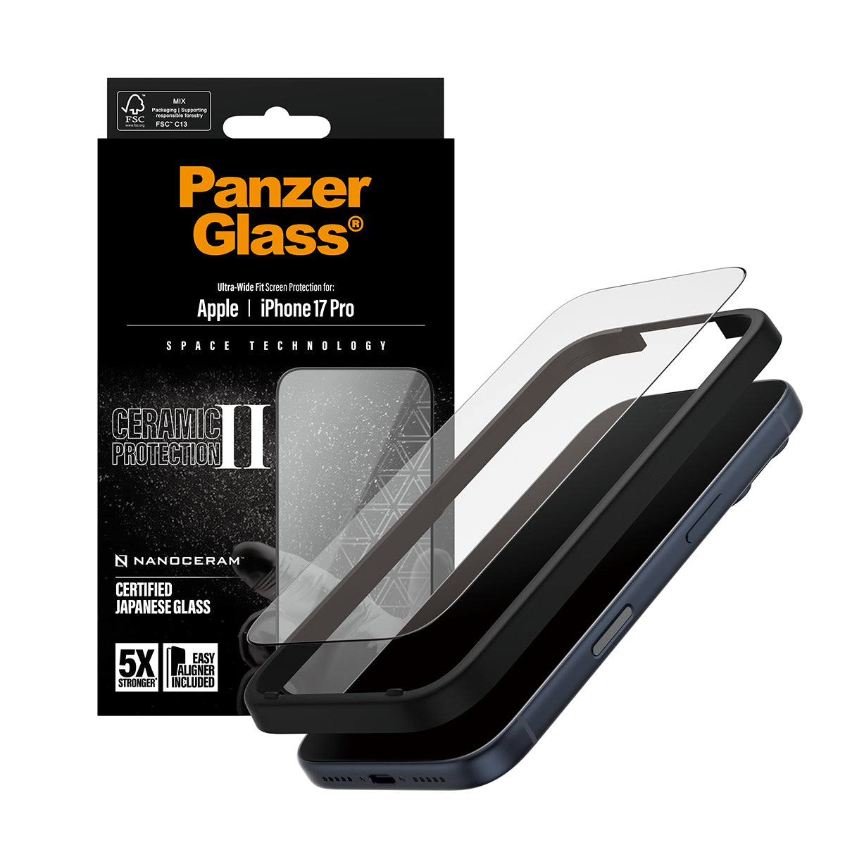 PanzerGlass Ceramic Screen Protector iPhone 17 Pro | Ultra- Wide Fit w. EasyAligner
