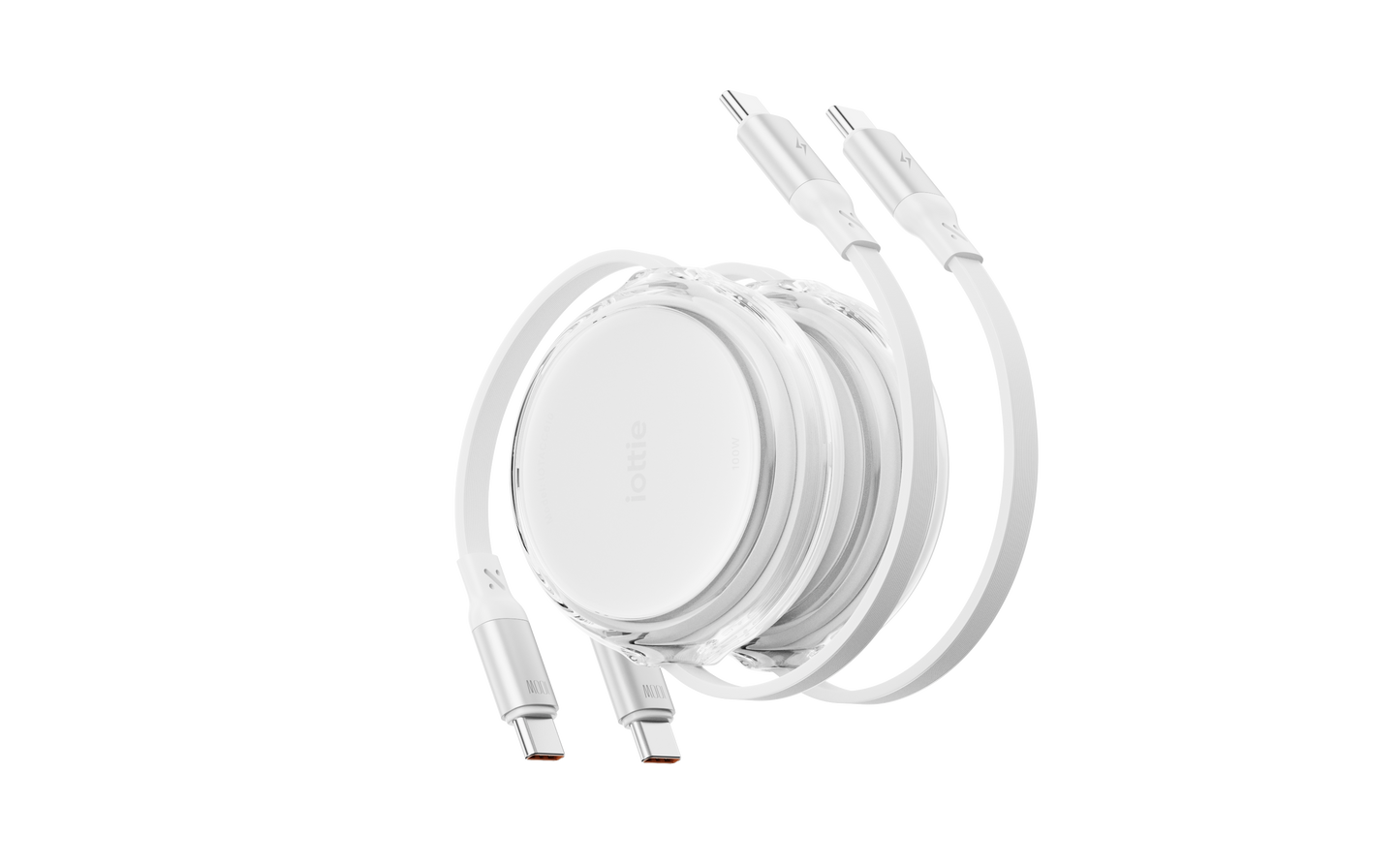 iOttie 100W Retractable USB-C Cable - White | 2-pack