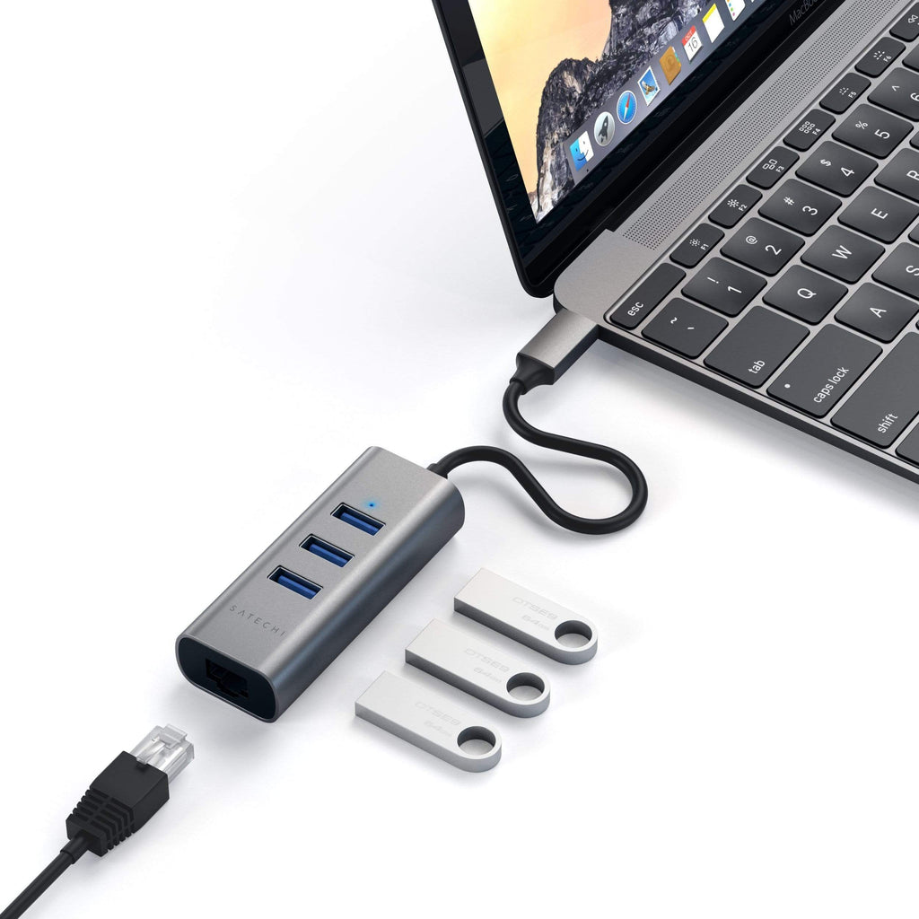 Satechi Type-C 2-In-1 USB Hub with Ethernet - Space Gray