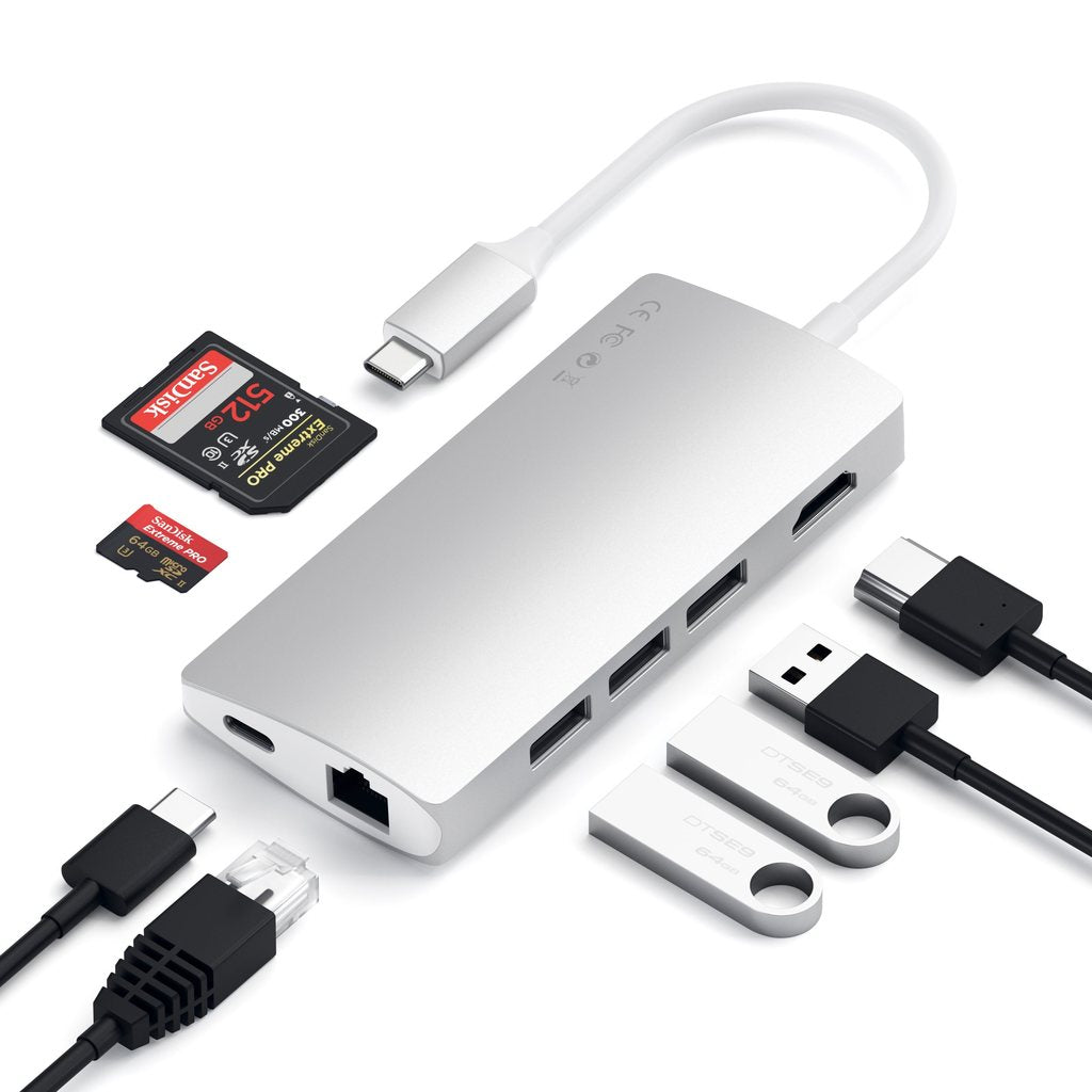 Satechi Type-C Multi-Port Adapter 4K with Ethernet - Silver