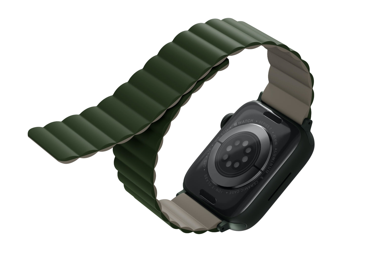 Uniq Revix Magnetic Silicone Band for Apple Watch 41/40/38mm - Green/Taupe