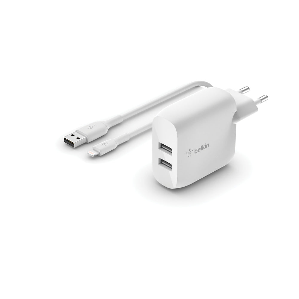 Belkin BOOST↑CHARGE™ Dual USB-A Charger 24W + Lightning to USB-A Cable